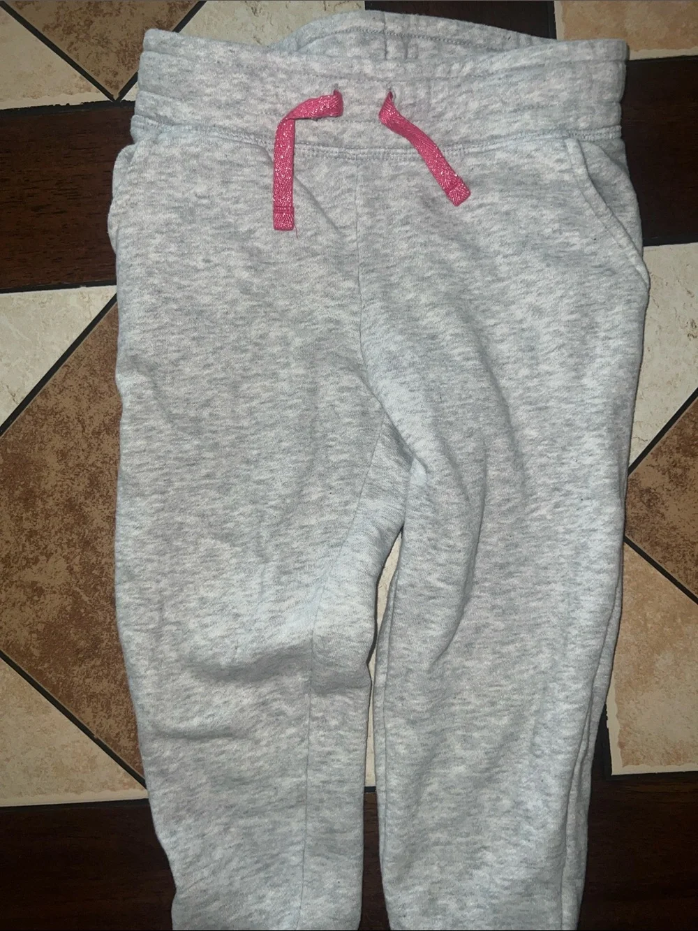 jumping beans Heather Gray Joggers with Pink Drawstring